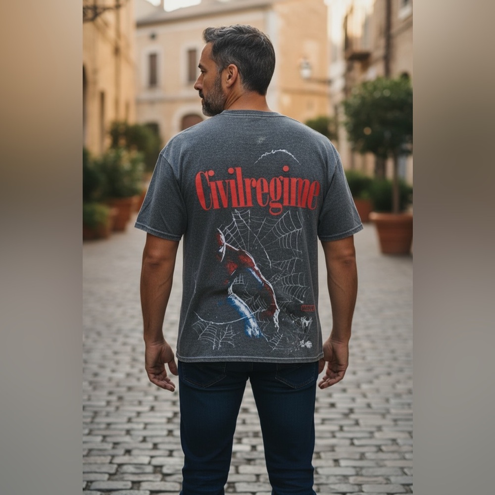 New Civil Regime Marvel Spiderman graphic tee shirt